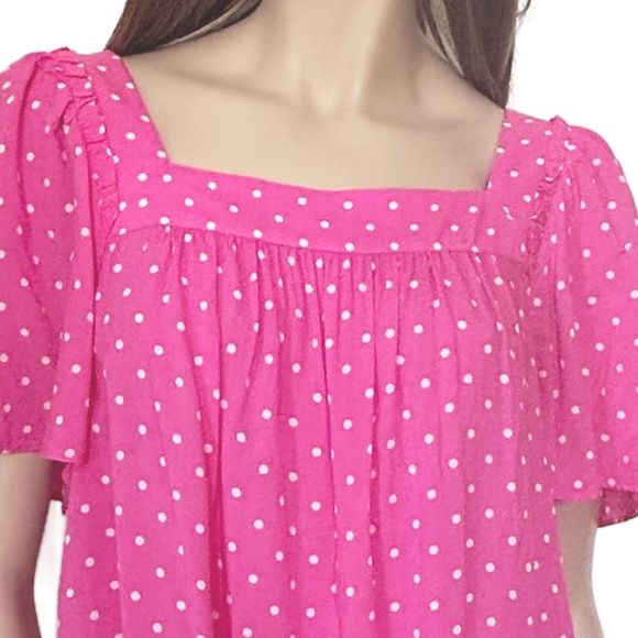 Draper James Maren Top Blouse Bubblegum Pink Polka Dot 100% Rayon Breezy Flowy - Picture 11 of 15